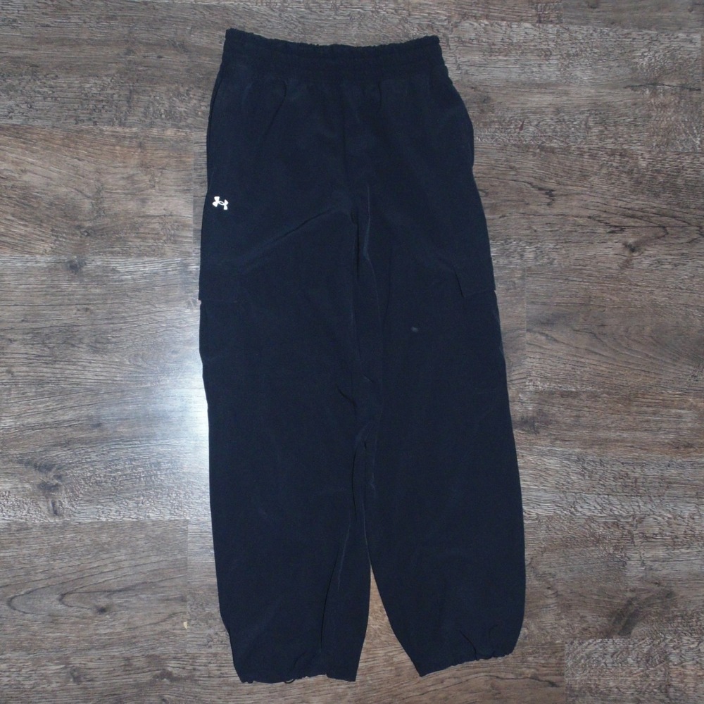 Under Armour Cargo Athletic Pants Small Black Excellent Bungee Hem